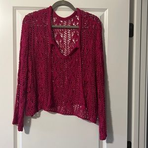 Fushia lace sweater